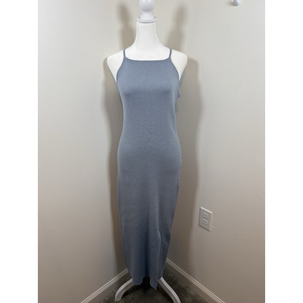 Flat White Women’s Small Ribbed Sleeveless Maxi Dress Light Blue Classic Capsule